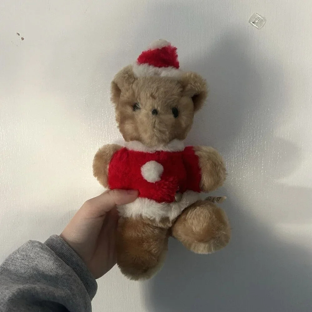 Vintage Eden Toys Santa Teddy Bear‎ Stuffed Plush Animal Music Wind-Up Musical